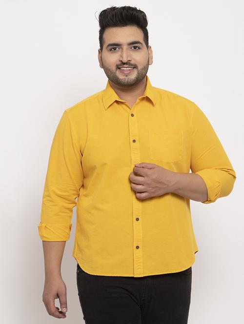 yellow solid plus size casual shirt - 17196312 - Standard Image - 1