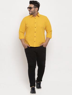 yellow solid plus size casual shirt - 17196312 - Standard Image - 4