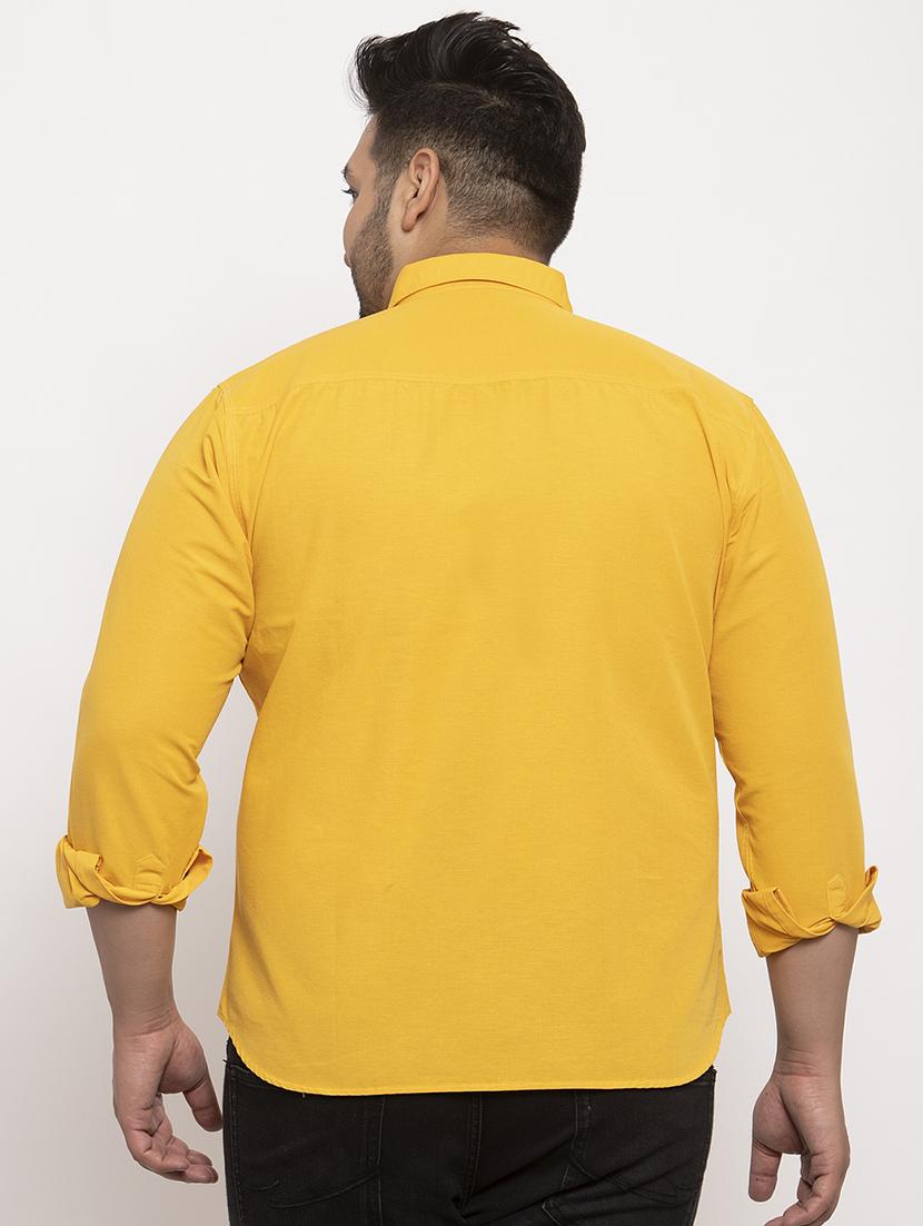 yellow solid plus size casual shirt - 17196312 - Zoom Image - 3