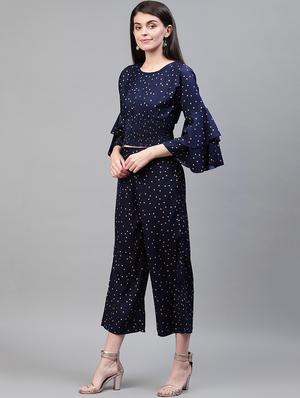 bell sleeves top with trouser set - 17196557 - Standard Image - 2
