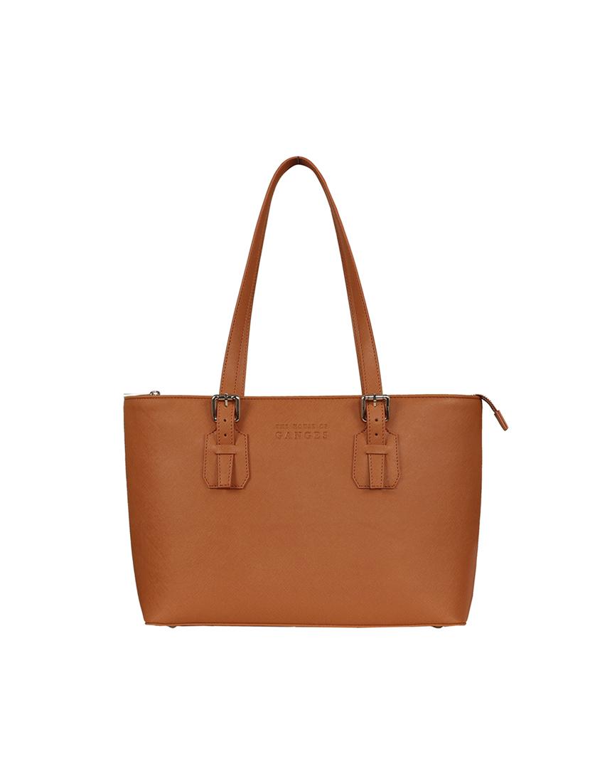 brown leatherette (pu) regular handbag - 17196778 - Zoom Image - 1