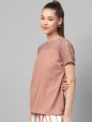 lace detail solid top - 17196997 - Standard Image - 2