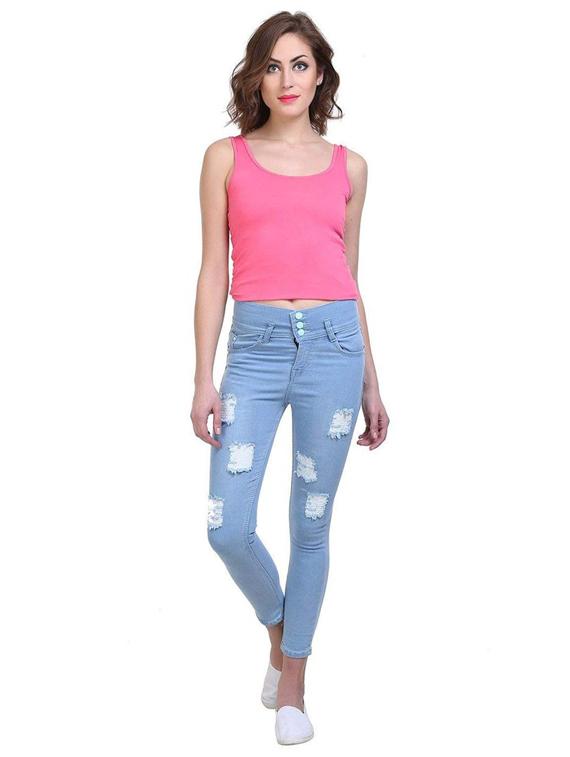 mid rise distressed jeans - 17197126 - Zoom Image - 4