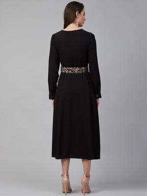black polyester aline dress - 17197459 - Standard Image - 3