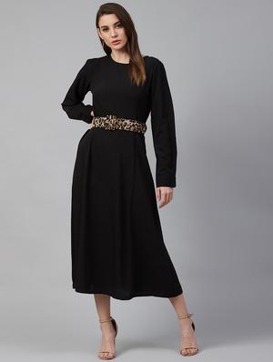 black polyester aline dress - 17197459 - Standard Image - 4