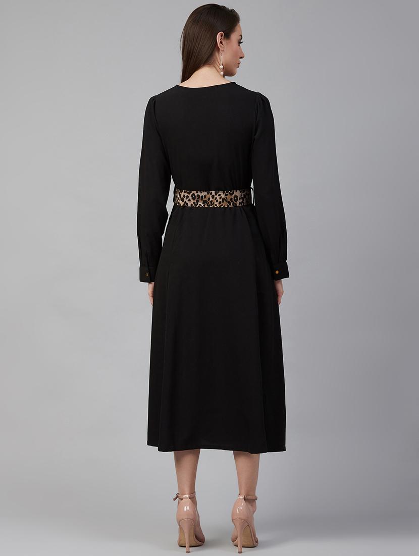 black polyester aline dress - 17197459 - Zoom Image - 3