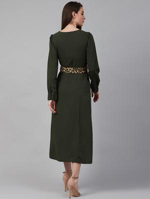 green polyester aline dress - 17197460 - Standard Image - 3