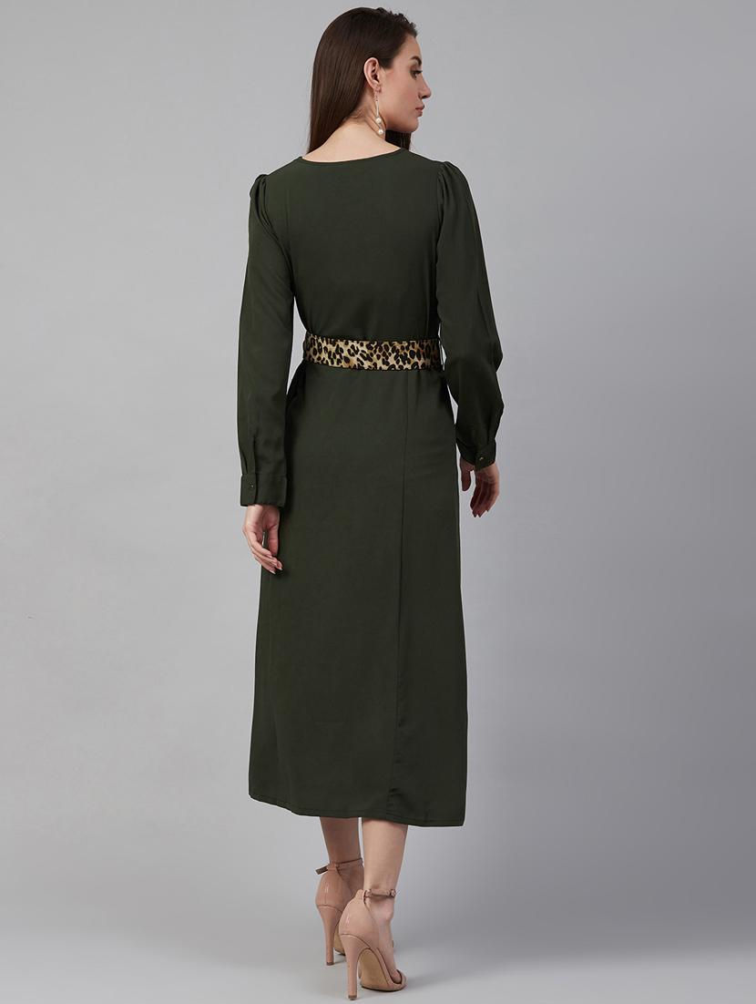 green polyester aline dress - 17197460 - Zoom Image - 3