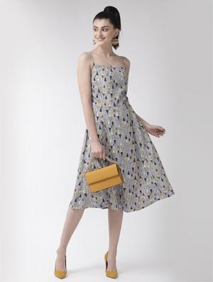 grey polyester aline dress - 17197461 - Standard Image - 4