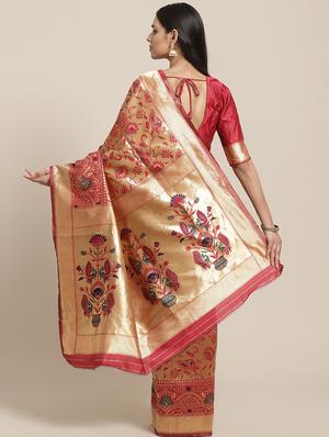 floral banarasi saree with blouse - 17197695 - Standard Image - 2