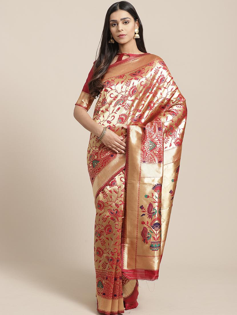 floral banarasi saree with blouse - 17197695 - Zoom Image - 1