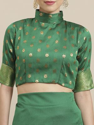 solid bordered woven saree with blouse - 17197698 - Standard Image - 3