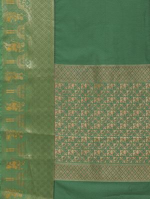 solid bordered woven saree with blouse - 17197698 - Standard Image - 4