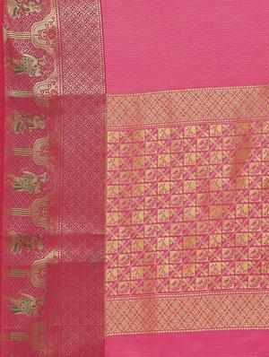 solid bordered woven saree with blouse - 17197699 - Standard Image - 4