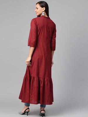 yoke embroidered a-line kurta - 17197710 - Standard Image - 3
