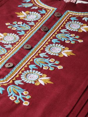 yoke embroidered a-line kurta - 17197710 - Standard Image - 5