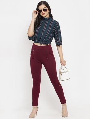 red poly spandex jeggings - 17197831 - Standard Image - 4