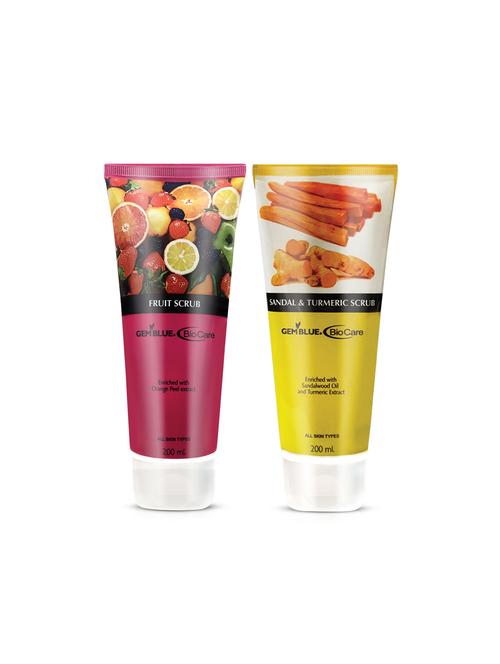 gemblue biocare fruit scrub, 200ml+gemblue biocare sandal&turmeric scrub, 200ml - 17198483 - Standard Image - 1