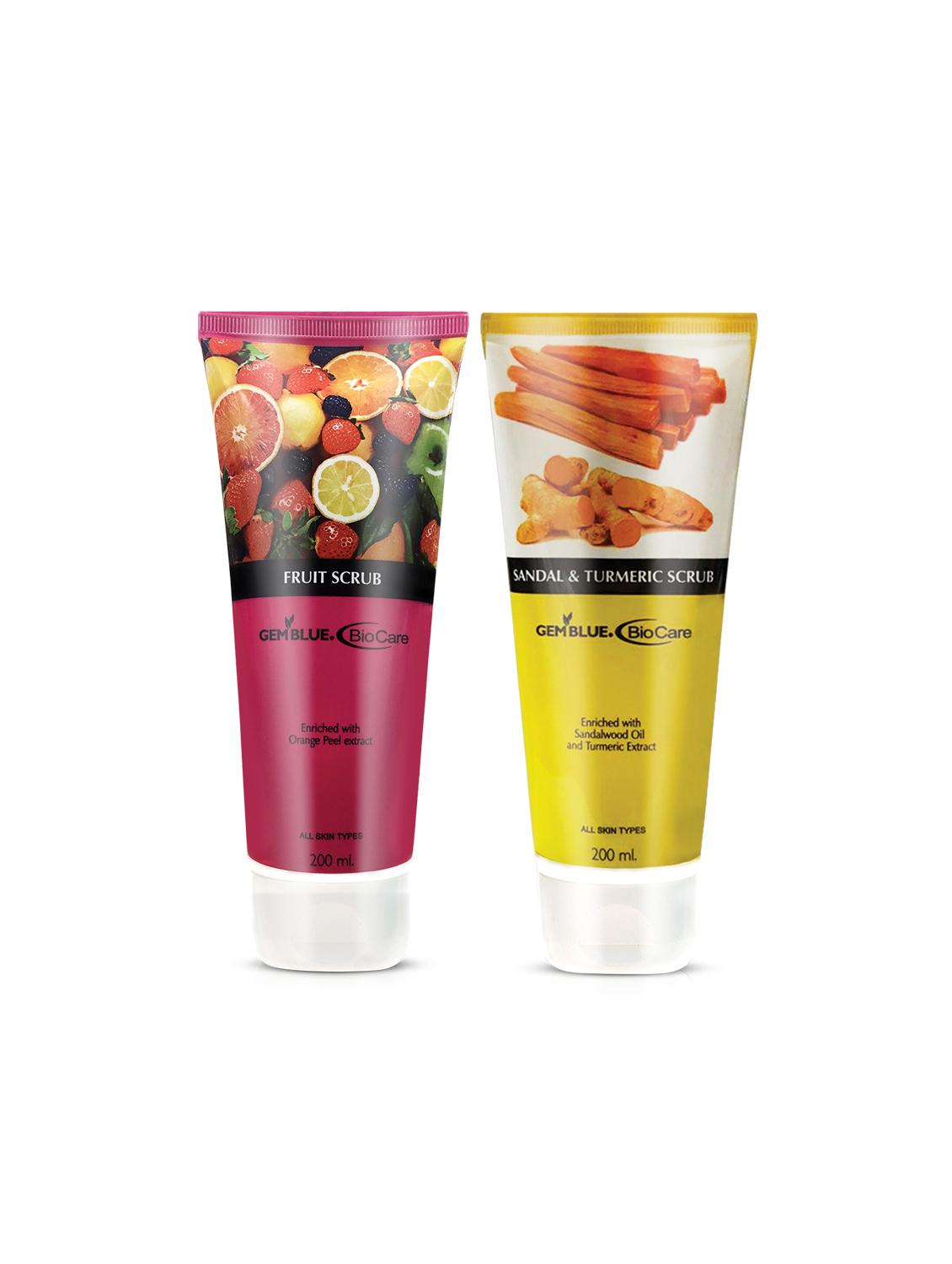 gemblue biocare fruit scrub, 200ml+gemblue biocare sandal&turmeric scrub, 200ml - 17198483 - Zoom Image - 1