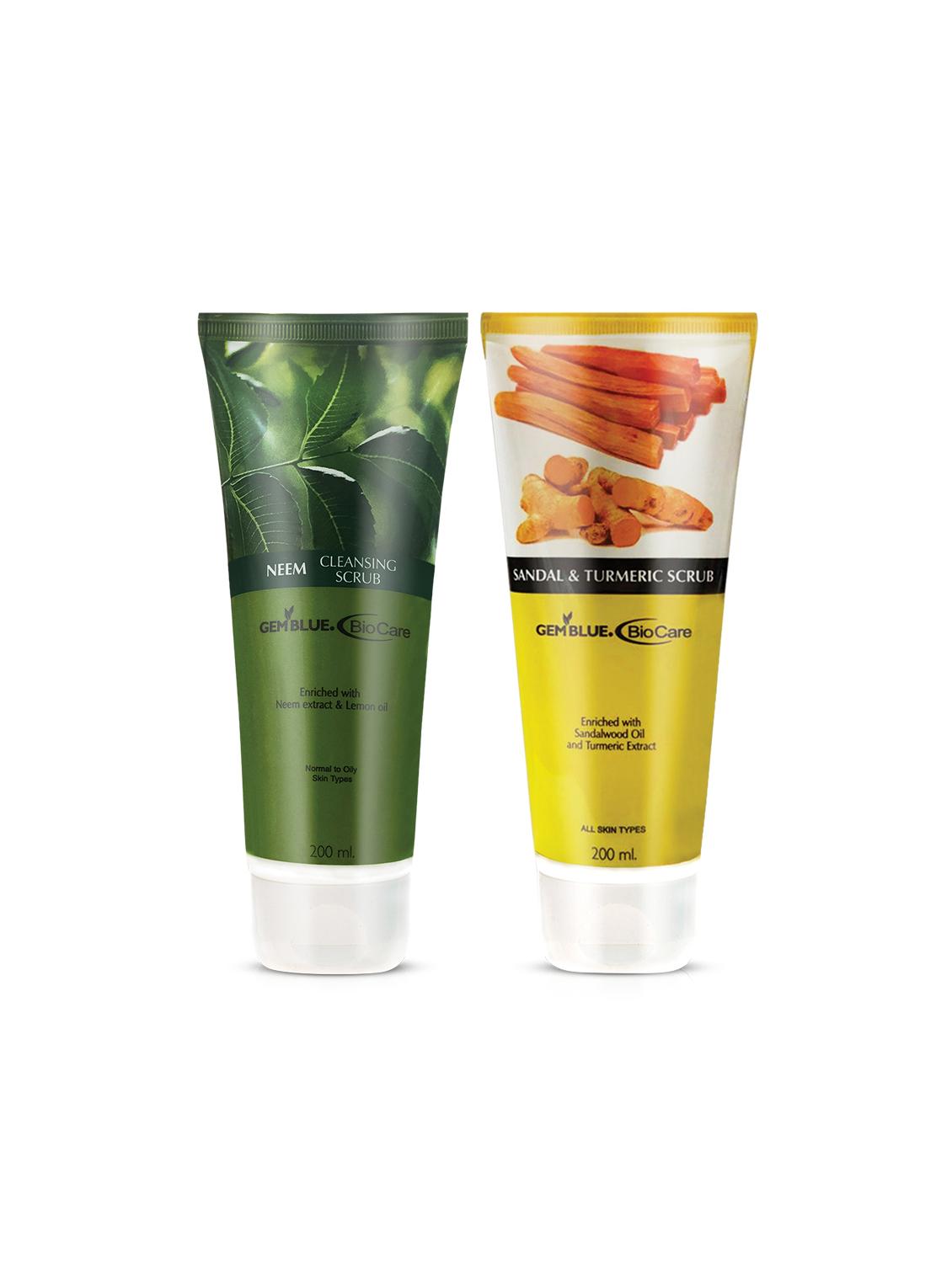 gemblue biocare neem scrub, 200ml+gemblue biocare sandal&turmeric scrub, 200ml - 17198490 - Zoom Image - 1