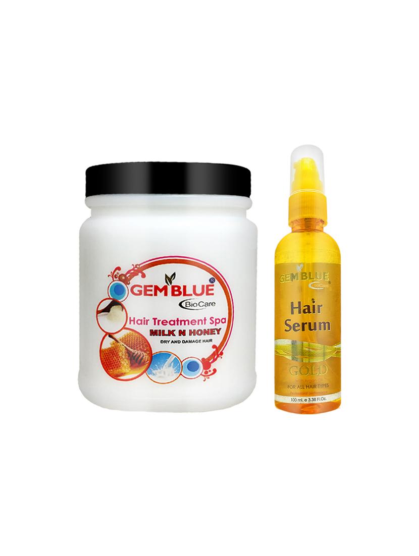 gemblue biocare hair spa 1000ml milk&honey+gemblue biocare gold serum, 100ml combo - 17198503 - Zoom Image - 1
