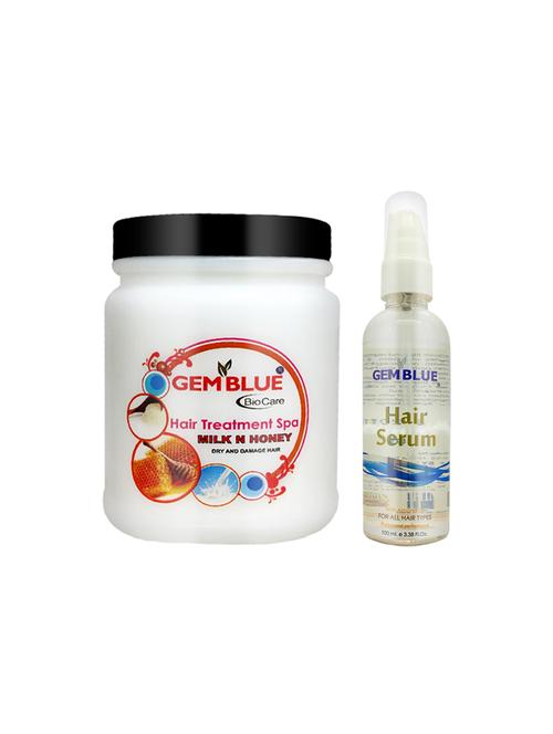 gemblue biocare hair spa 1000ml milk&honey+gemblue biocare silver serum, 100ml combo - 17198505 - Standard Image - 1