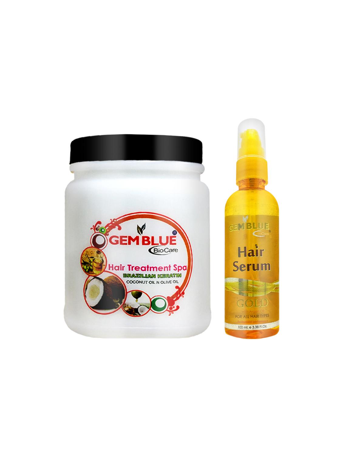 gemblue biocare hair spa 1000ml brazilian keratin+gemblue biocare gold serum, 100ml combo - 17198507 - Zoom Image - 1