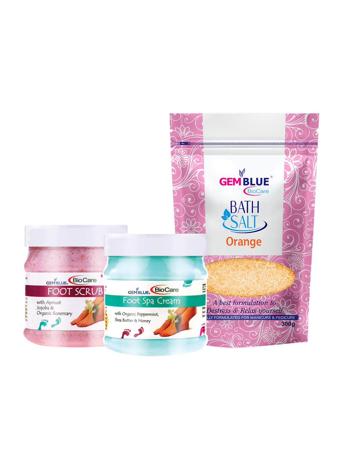 gemblue biocare foot scrub, 500ml+ gemblue biocare foot spa cream, 500ml+gemblue biocare bath salt orange, 300gm - 17198588 - Zoom Image - 1