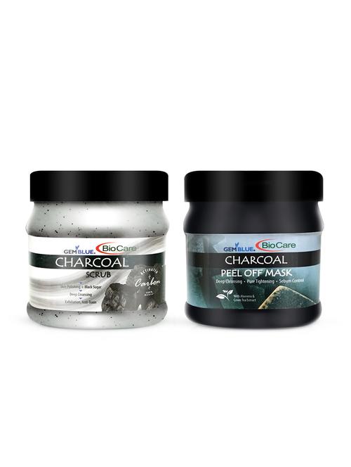 gemblue biocare charcoal scrub, 500ml+gemblue biocare charcoal peel off mask, 500ml - 17198594 - Standard Image - 1