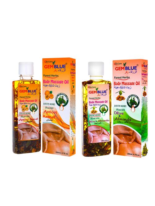 gemblue biocare apricot massage oil 200ml+ gemblue biocare olive & almonds massage oil 200ml - 17198595 - Standard Image - 1