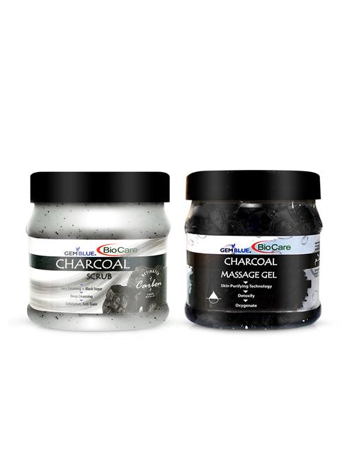 gemblue biocare charcoal scrub, 500ml+ gemblue biocare charcoal massage gel, 500ml - 17198598 - Standard Image - 1