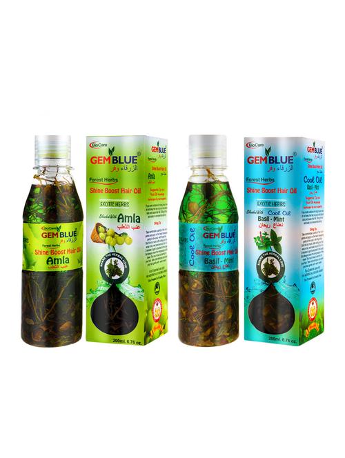 gemblue biocare amla hair oil 200ml+ gemblue biocare basil mint hair oil 200ml - 17198619 - Standard Image - 1
