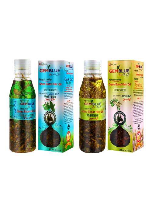 gemblue biocare basil mint hair oil 200ml+gemblue biocare jasmine hair oil 200ml - 17198625 - Standard Image - 1