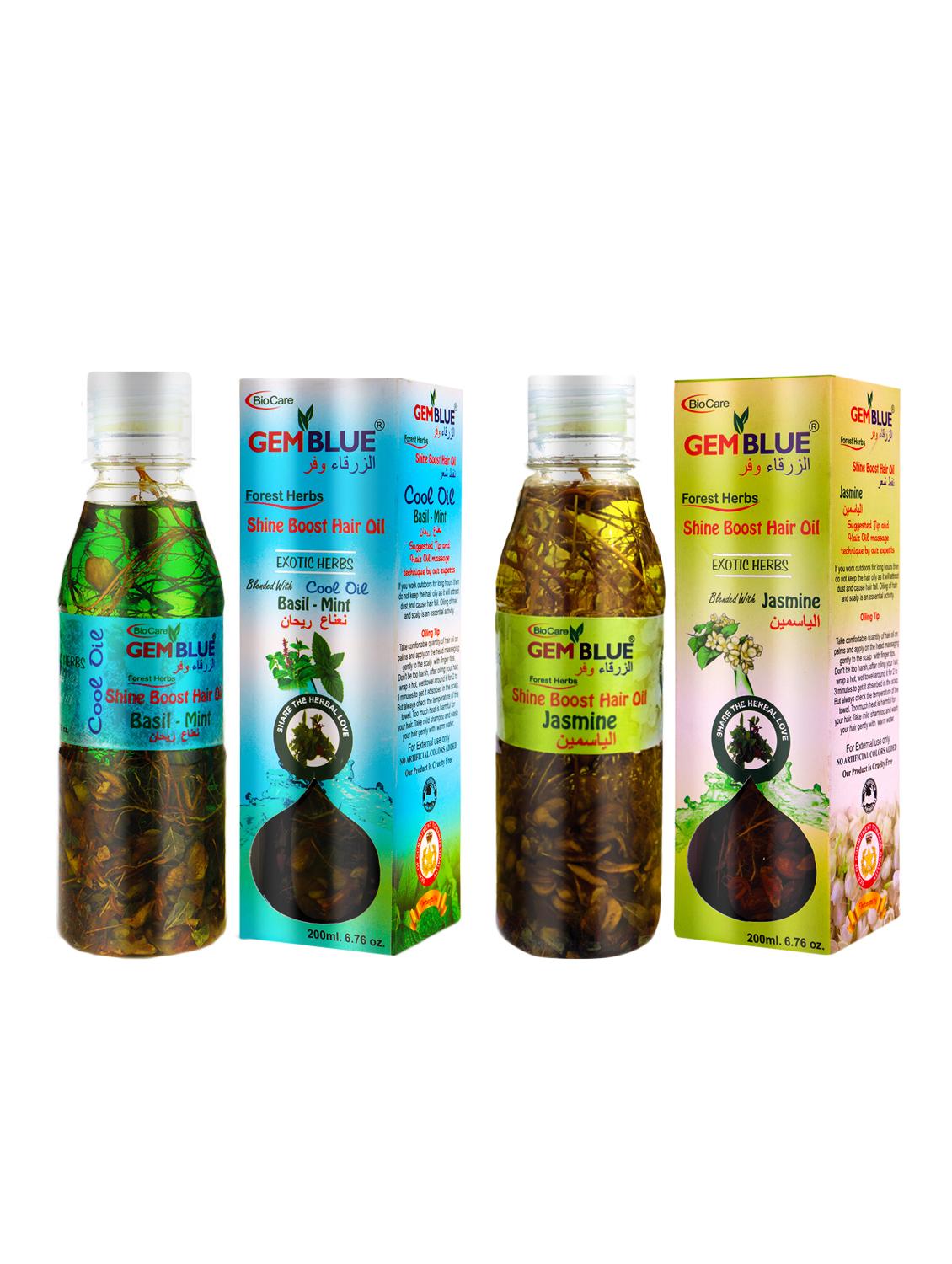 gemblue biocare basil mint hair oil 200ml+gemblue biocare jasmine hair oil 200ml - 17198625 - Zoom Image - 1