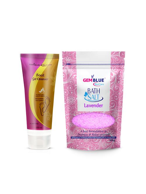 gemblue biocare foot cleanser, 200ml +gemblue biocare bath salt lavender,300g - 17198628 - Standard Image - 1