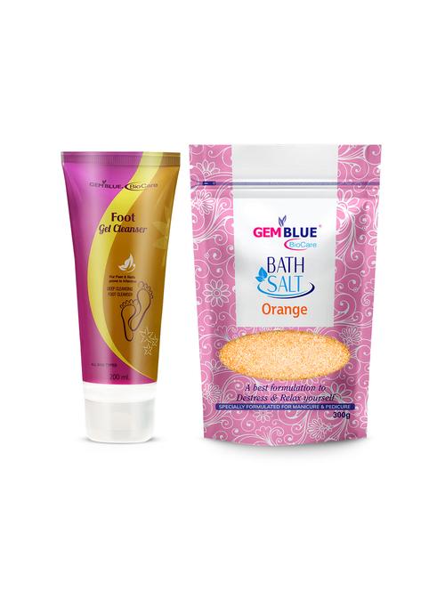 gemblue biocare foot cleanser, 200ml+gemblue biocare bath salt orange, 300g - 17198629 - Standard Image - 1