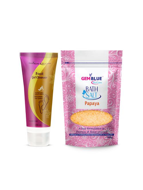 gemblue biocare foot cleanser, 200ml+gemblue biocare bath salt papaya,300g - 17198630 - Standard Image - 1