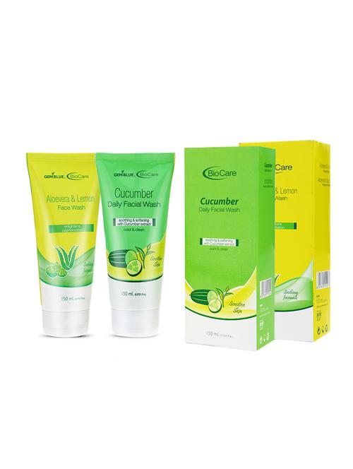 gemblue biocare aloevera & lemon face wash, 150ml+gemblue biocare cucumber daily face wash, 150ml - 17198651 - Standard Image - 1