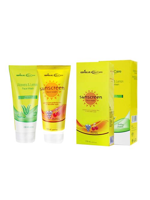 gemblue biocare aloevera & lemon face wash, 150ml+gemblue biocare sunscreen face wah - 17198664 - Standard Image - 1