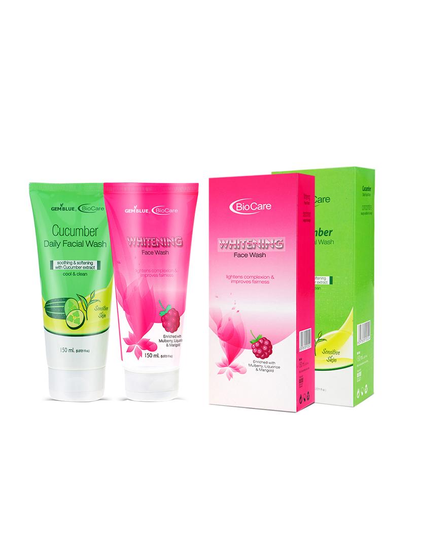 gemblue biocare cucumber daily face wash, 150ml+gemblue biocare whitenning face wash, 150ml - 17198692 - Zoom Image - 1