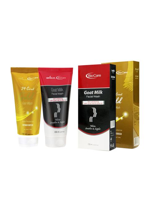 gemblue biocare 24 carat gold face wash, 150ml+ gemblue biocare goat milk facila wash, 150ml - 17198697 - Standard Image - 1