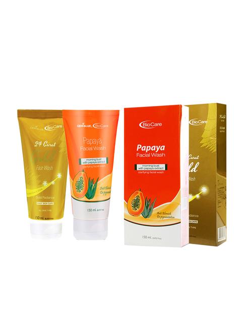 gemblue biocare 24 carat gold face wash, 150ml+ gemblue biocare papaya facial wash, 150ml - 17198701 - Standard Image - 1
