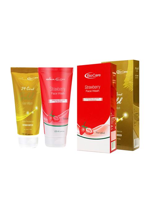 gemblue biocare 24 carat gold face wash, 150ml+ gemblue biocare strwaberry face wash, 150ml - 17198703 - Standard Image - 1