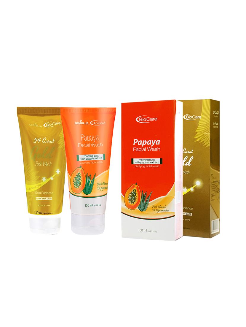 gemblue biocare de tan face wash, 150ml+gemblue biocare papaya facial wash, 150ml - 17198713 - Zoom Image - 1