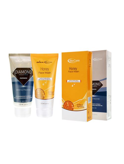 gemblue biocare diamond radiance face wash, 150ml+gemblue biocare honey face wash, 150ml - 17198721 - Standard Image - 1