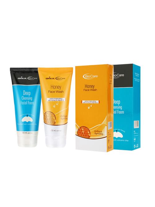 gemblue biocare deep cleansing facial wash, 150ml+gemblue biocare honey face wash, 150ml - 17198732 - Standard Image - 1