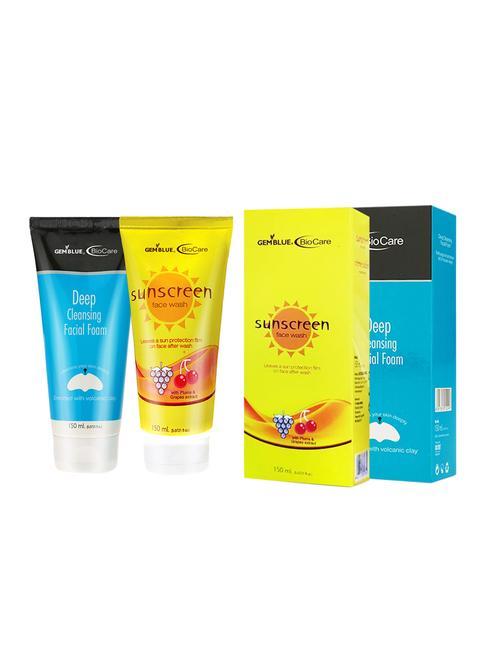 gemblue biocare deep cleansing facial wash, 150ml+gemblue biocare sunscreen face wash, 150ml - 17198736 - Standard Image - 1