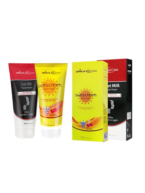 gemblue biocare goat milk face wash, 150ml+gemblue biocare sunscreen face wash, 150ml - 17198745 - Standard Image - 1