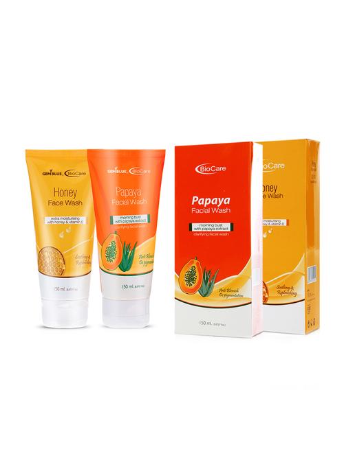gemblue biocare honey face wash, 150ml+gemblue biocare papaya facial wash, 150ml - 17198752 - Standard Image - 1