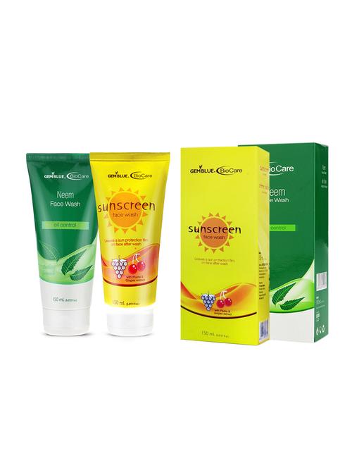 gemblue biocare neem face wash, 150ml+gemblue biocare sunscreen face wash, 150ml - 17198760 - Standard Image - 1